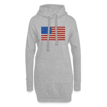 Amerikanische Flagge Fahne USA Patriot Glitzer - Hoodie-Kleid - Grau meliert - Vorne