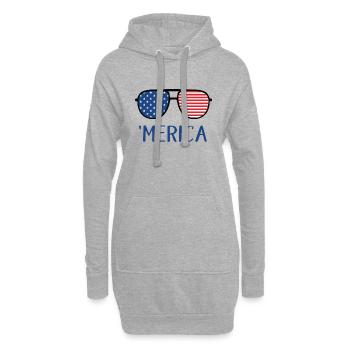 4 juillet Amérique - Sweat-shirt à capuche long Femme - gris chiné - Devant