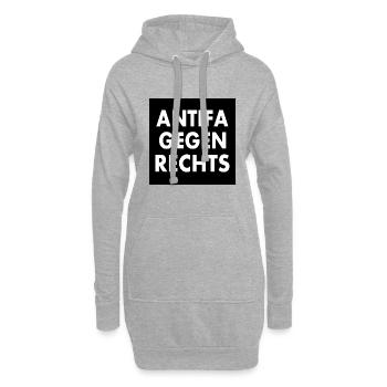 Antifa gegen rechts - Hoodie-Kleid - Grau meliert - Vorne