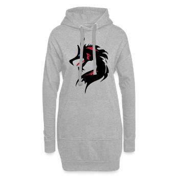 ❤️👄🐉Cool Dragon Head-I Love Dragon- 龍 - Sweat-shirt à capuche long Femme - gris chiné - Devant