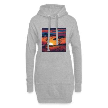 La steppe d’Afrique et les animaux - Sweat-shirt à capuche long Femme - gris chiné - Devant