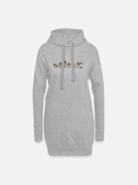 Eulen - Brown - Hoodie-Kleid - Grau meliert