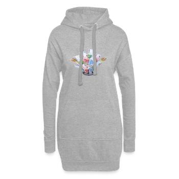 Geldverschwendung 3D - Hoodie-Kleid - Grau meliert - Vorne