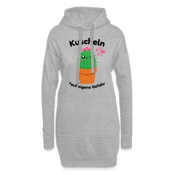 Kaktus für Babys, Kinder, Frauen zum Kuscheln - Hoodie-Kleid - Grau meliert - Vorne