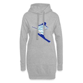 Skieur et silhouette de montagne - ski, ski - Sweat-shirt à capuche long Femme - gris chiné - Devant