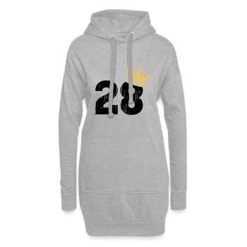 28 Krone 28. Geburtstag 28 Jahre - Hoodie-Kleid - Grau meliert - Vorne