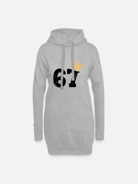 67 Krone 67. Geburtstag 67 Jahre - Hoodie-Kleid - Grau meliert