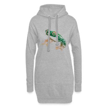 Laubfrosch Grafik Aquatische Amphibienfrosch Liebhaber - Hoodie-Kleid - Grau meliert - Vorne
