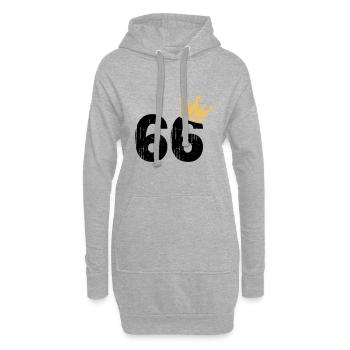 66 Krone 66. Geburtstag 66 Jahre - Hoodie-Kleid - Grau meliert - Vorne