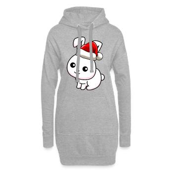 Hase Comic Weihnachten - Hoodie-Kleid - Grau meliert - Vorne
