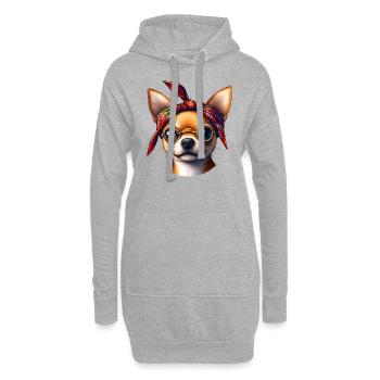Chihuahua L’Artiste Rap - Sweat-shirt à capuche long Femme - gris chiné - Devant