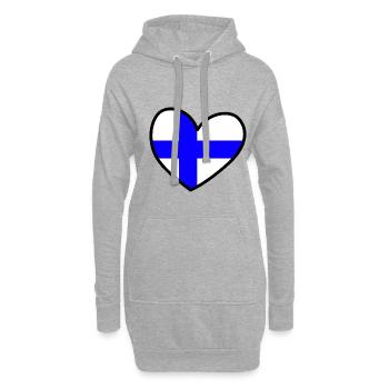 Herz mit Finnland Flagge Finland Flag in Heart - Hoodie-Kleid - Grau meliert - Vorne