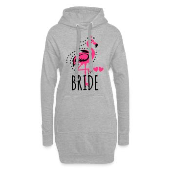 102 JGA BRIDE Flamingo Sterne Braut Herzen - Hoodie-Kleid - Grau meliert - Vorne
