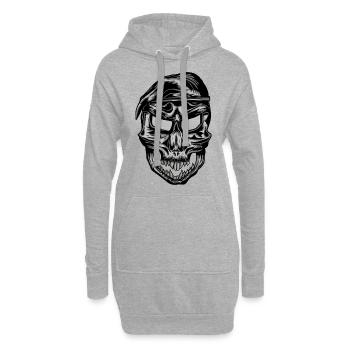 Militär Soldaten Skull Barett - Hoodie-Kleid - Grau meliert - Vorne