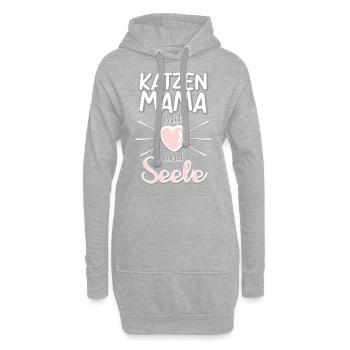 Katzen Mama mit Herz und Seele Katzensprüche - Hoodie-Kleid - Grau meliert - Vorne