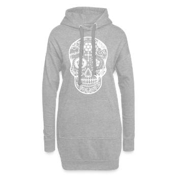 Mexikanischer Schädel - Hoodie-Kleid - Grau meliert - Vorne