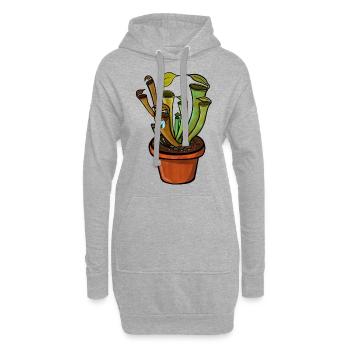 Plantes carnivores leurres mouche - Sweat-shirt à capuche long Femme - gris chiné - Devant