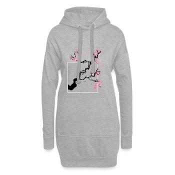 Japon fleur de cerisier - Sweat-shirt à capuche long Femme - gris chiné - Devant