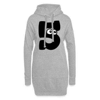 Lustige Nummer 5 mit Augen 5. Geburtstag Motiv - Hoodie-Kleid - Grau meliert - Vorne