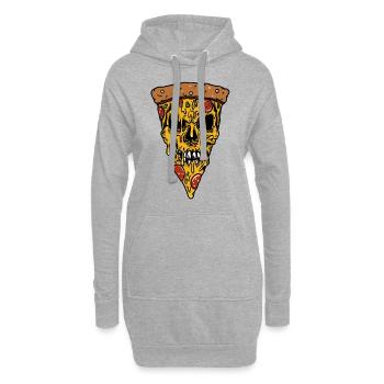 Cheesy Pizza skull - Hoodie-Kleid - Grau meliert - Vorne