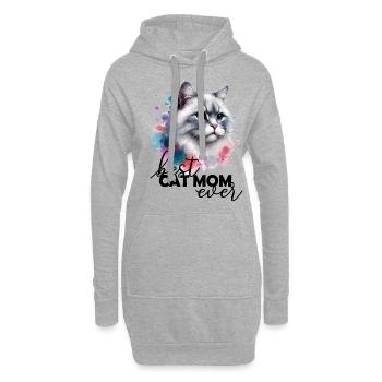 Best Cat Mom Ever Spruch - Hoodie-Kleid - Grau meliert - Vorne