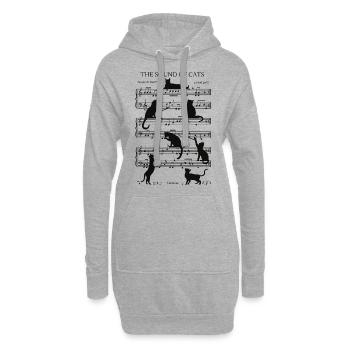 Chats musical notes black - Sweat-shirt à capuche long Femme - gris chiné - Devant