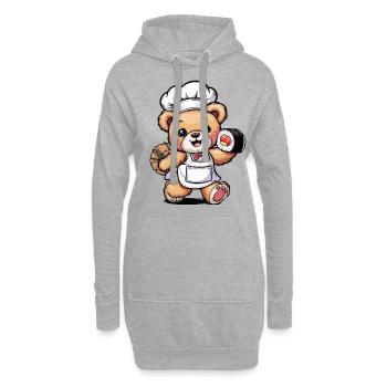 Sushi Teddybär liebt japanisches Essen - Hoodie-Kleid - Grau meliert - Vorne