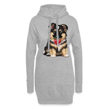 Süßer Belgischer Schäferhund Welpe mit Erdbeere - Hoodie-Kleid - Grau meliert - Vorne