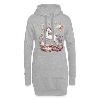 Licorne magique avec des cœurs - Sweat-shirt à capuche long Femme - gris chiné - Devant