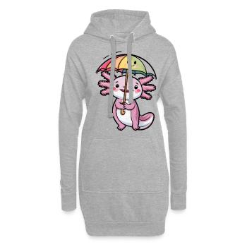 Mignon axolotl avec parapluie - Sweat-shirt à capuche long Femme - gris chiné - Devant