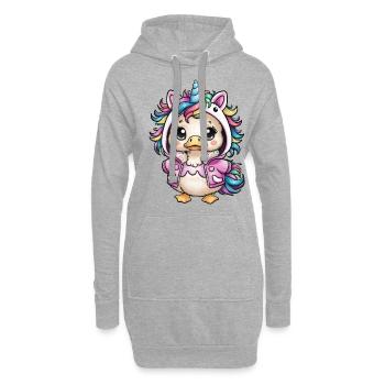 Dessin animé Kawaii Caneton avec tenue de licorne - Sweat-shirt à capuche long Femme - gris chiné - Devant