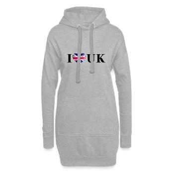 I LOVE UK Gift Idea Royaume-Uni - Sweat-shirt à capuche long Femme - gris chiné - Devant