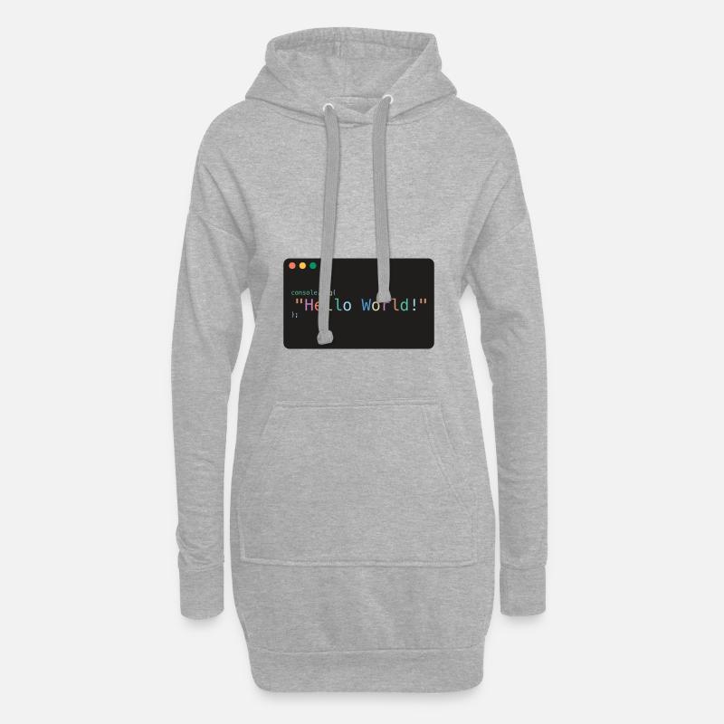 Hello World JavaScript console.log - Hoodie Dress - heather grey