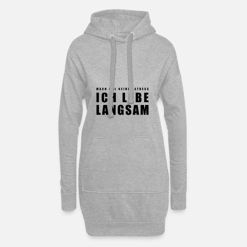 Mach mal keinen Stress ich lebe langsam - Hoodie-Kleid - Grau meliert