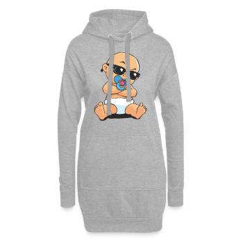 CD - Baby Gangsta mit Sonnenbrille und Schnuller - - Hoodie-Kleid - Grau meliert - Vorne