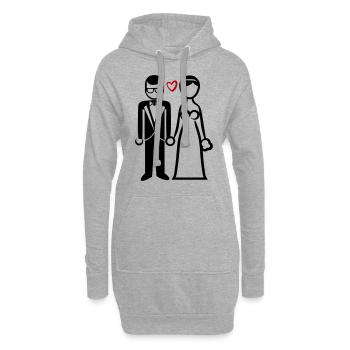 Couple de mariage mariée marié jeunes mariés - Sweat-shirt à capuche long Femme - gris chiné - Devant