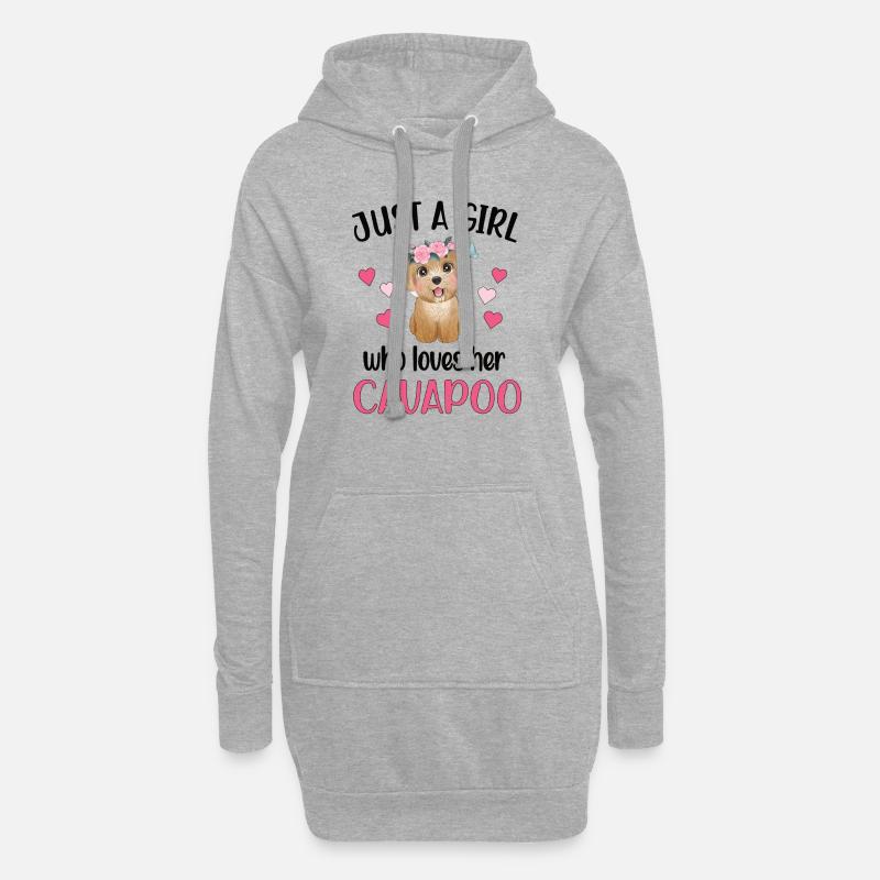 Cavapoo Mädchen Cavoodle Hundemama Cavapoo Süß - Hoodie-Kleid - Grau meliert