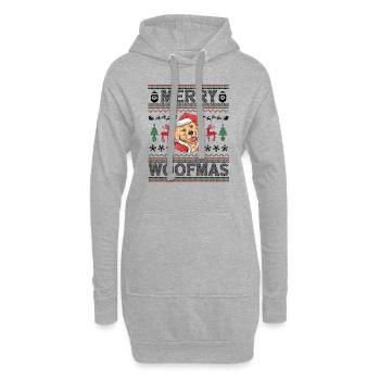 Golden Retriever Noël moche Golden Dog Noël - Sweat-shirt à capuche long Femme - gris chiné - Devant