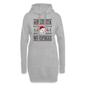 Westie Weihnacht Goldener Hunde Geschenk - Hoodie-Kleid - Grau meliert - Vorne