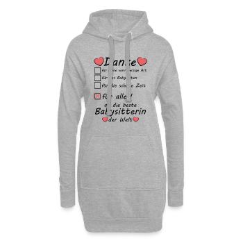 Danke Dankeschön an Babysitterin für Babysitting - Hoodie-Kleid - Grau meliert - Vorne