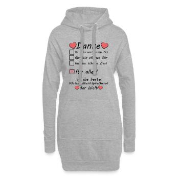 Klassenelternsprecherin Dankeschön Danke Sagen - Hoodie-Kleid - Grau meliert - Vorne
