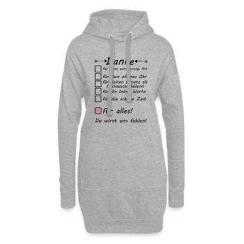 Austauschschülerin zum Abschied Danke Dankeschön - Hoodie-Kleid - Grau meliert - Vorne