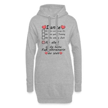 Beste Fußballtrainerin Danke sagen zum Abschied - Hoodie-Kleid - Grau meliert - Vorne