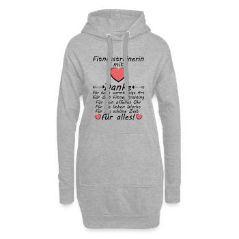 Danke an Fitnesstrainerin Abschiedsgeschenk - Hoodie-Kleid - Grau meliert - Vorne