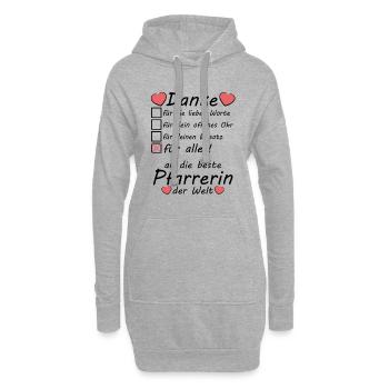 Danke Dankeschön an Pfarrerin für Kommunion - Hoodie-Kleid - Grau meliert - Vorne