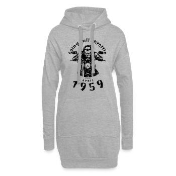 66. Geburtstag Going full throttle since 04/1959 - Hoodie-Kleid - Grau meliert - Vorne