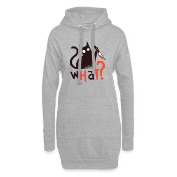 Chat psycho noir avec le sang de couteau WHAT ? - Sweat-shirt à capuche long Femme - gris chiné - Devant