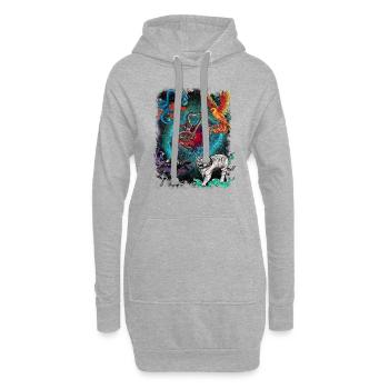 5 heilige Tiere - Hoodie-Kleid - Grau meliert - Vorne