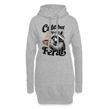 Humor Waschbär Kaffee - Hoodie-Kleid - Grau meliert - Vorne