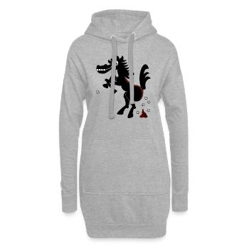 Wildpferd 'n Fliegen (ddp) - Hoodie-Kleid - Grau meliert - Vorne